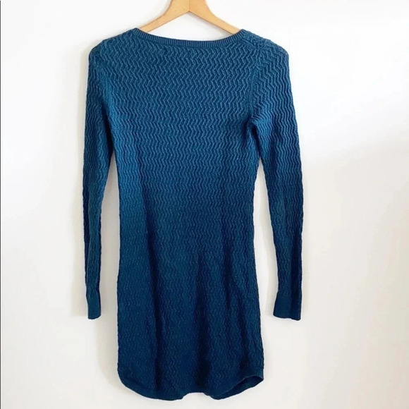 LOFT Teal Cotton Textured Sweater Dress - Picture 6 of 8